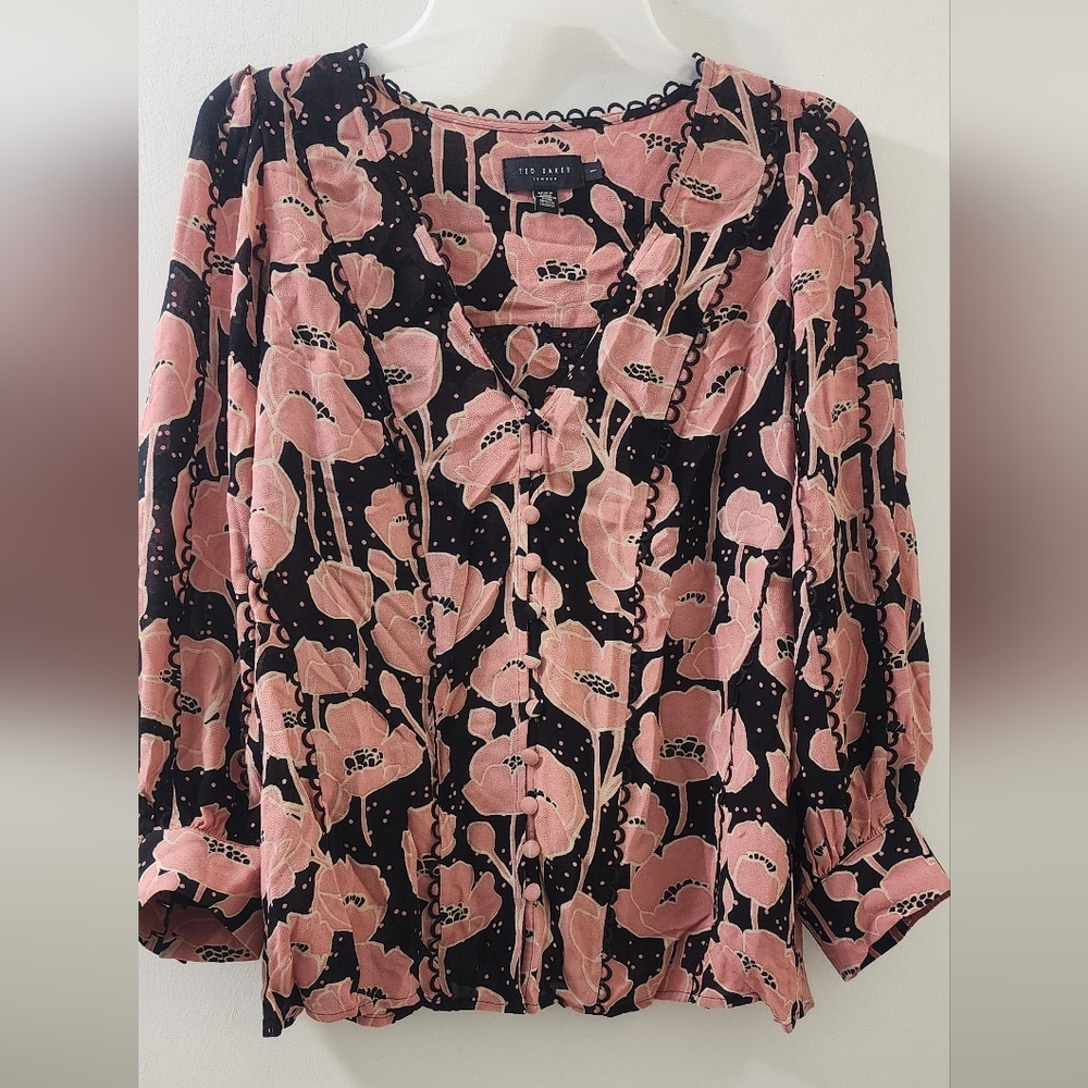 Black and Pink Floral Women's Top